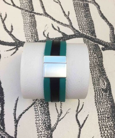 bracelet cuir manchette turquoise marine