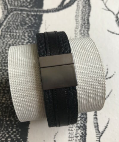 bracelet cuir manchette noir