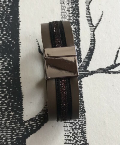 bracelet cuir manchette taupe