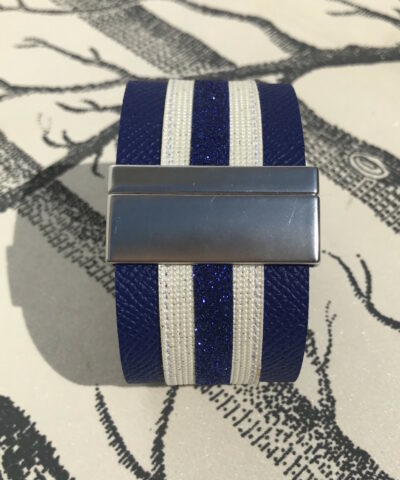bracelet cuir manchette cuir bleu