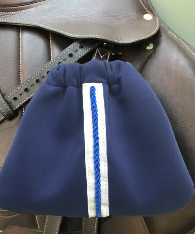 housse d'etriers bleu marine cordelette bleue