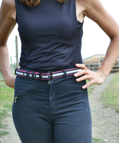 ceinture biothane bordeaux a paillettes noires grises modele
