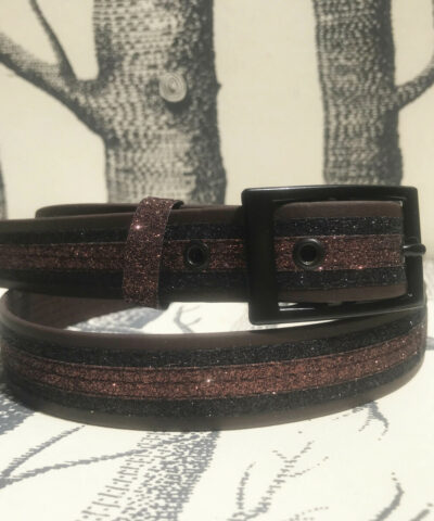 ceinture biothane chocolat a paillettes noires chocolat