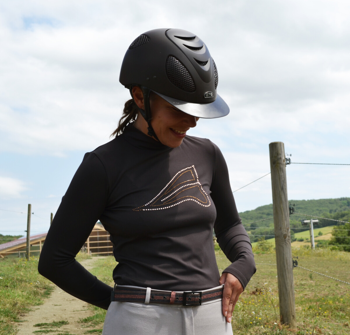 ceinture biothane chocolat a paillettes noires chocolat model