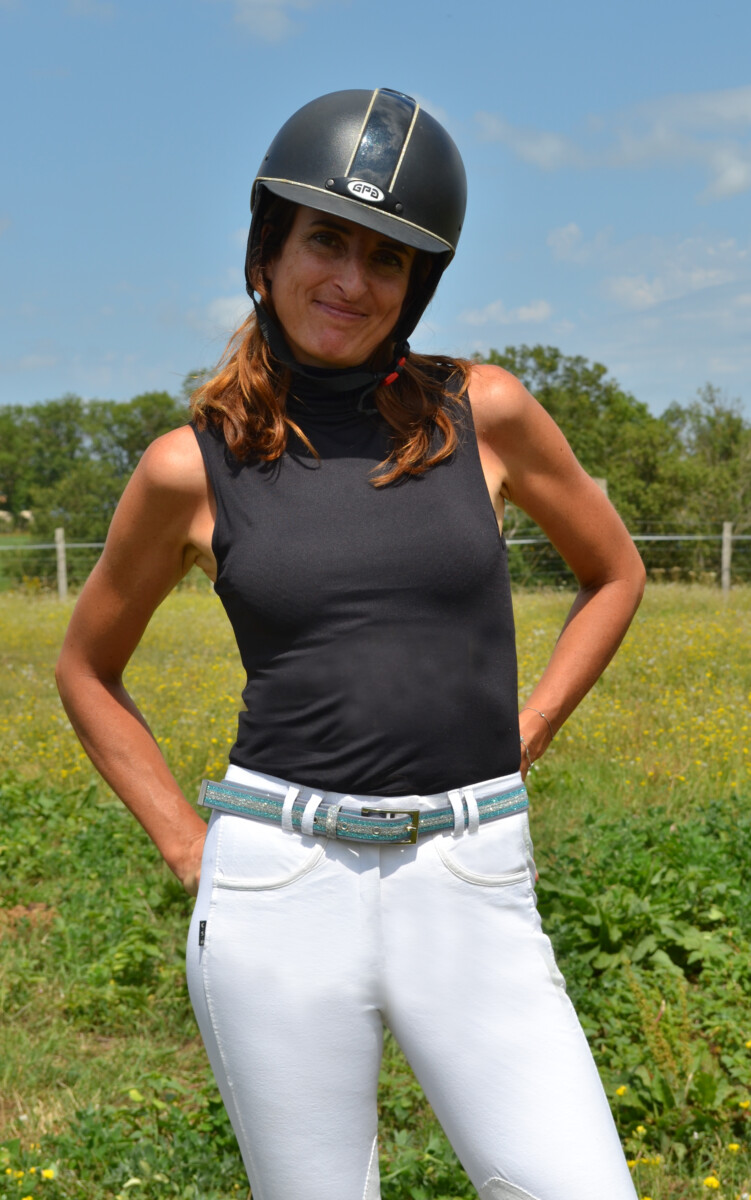 ceinture biothane gris a paillettes bleu givre grises