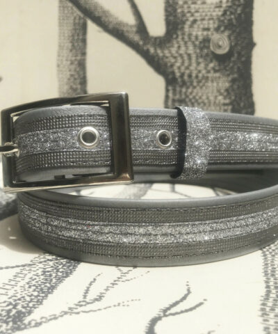 ceinture biothane gris a paillettes swaro grise 1