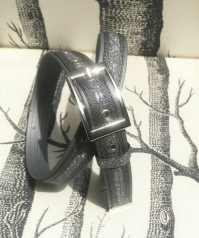 ceinture biothane gris a paillettes swaro grise s