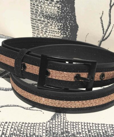 ceinture biothane noir a paillettes noires or 1