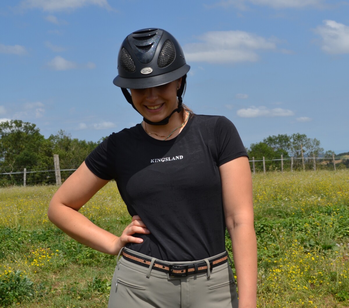 ceinture biothane noir a paillettes noires or champ