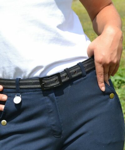 ceinture biothane noir-a paillettes swaro gris noires détail