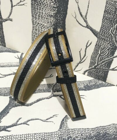 ceinture biothane or a paillettes champagne et noires