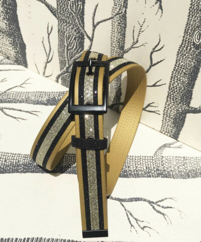 ceinture biothane or a paillettes noires et champagne