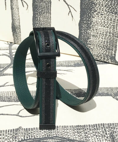 ceinture biothane vert swaro gris foncé paillettes noires s