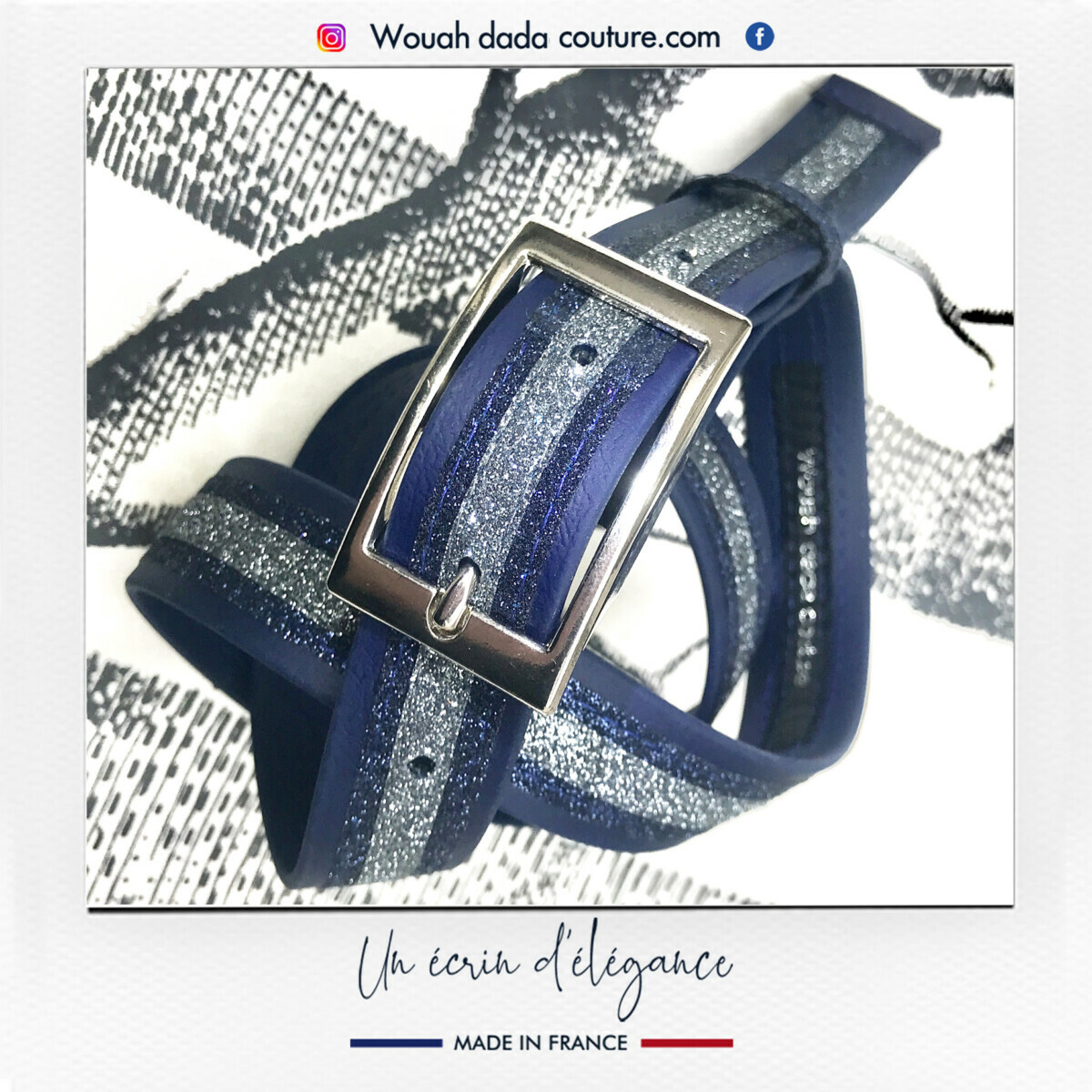ceinture bleu marine paillettes bleu nuit argent foncé