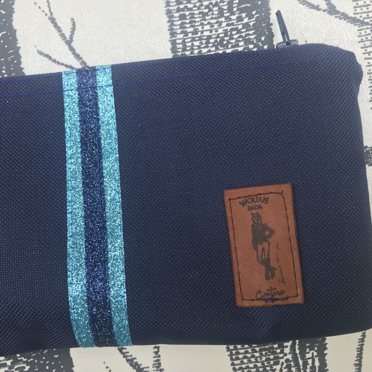 pochette de ceinture pour téléphone équitation bleu marine paillettes bleu givré bleu nuit