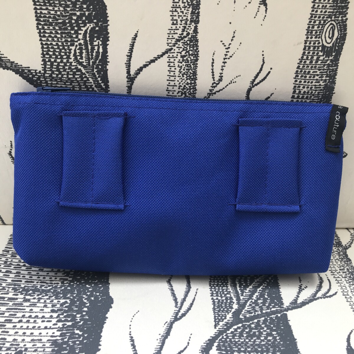 pochette de ceinture pour telephone equitation bleu roi paillettes bleu grises verso